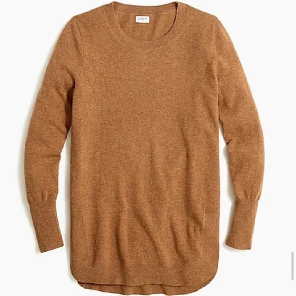 J. Crew‎ Womens Fall Knit Merino Wool Blend Tunic Sweater Size XS Heather Camel